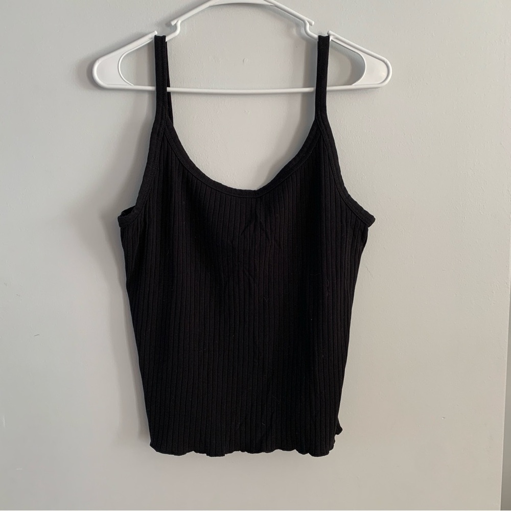 Ribbed Tank Top Camisole Black Spaghetti Strap Scoop Neck Old Navy XL Tall
